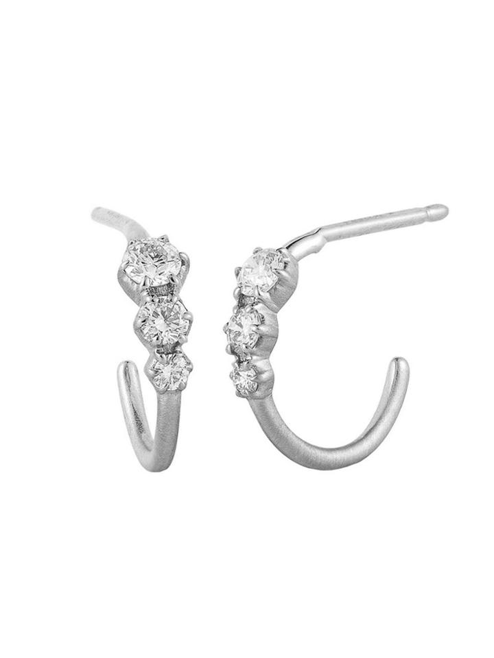 Jade Trau Micro Diamond Hoops - White Gold