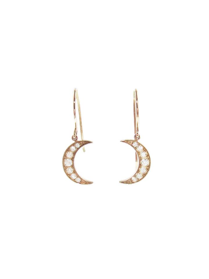 Andrea Fohrman Crescent Diamond Moon Earrings - Rose Gold