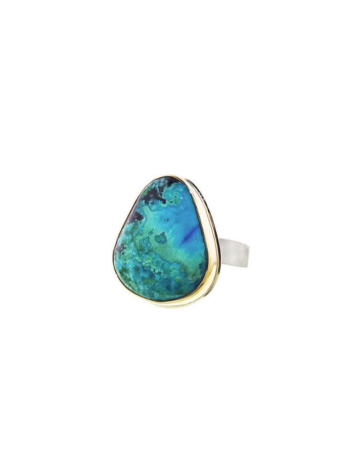 Jamie Joseph Assymetrical Azurite, Malachite And Chrysocolla Ring