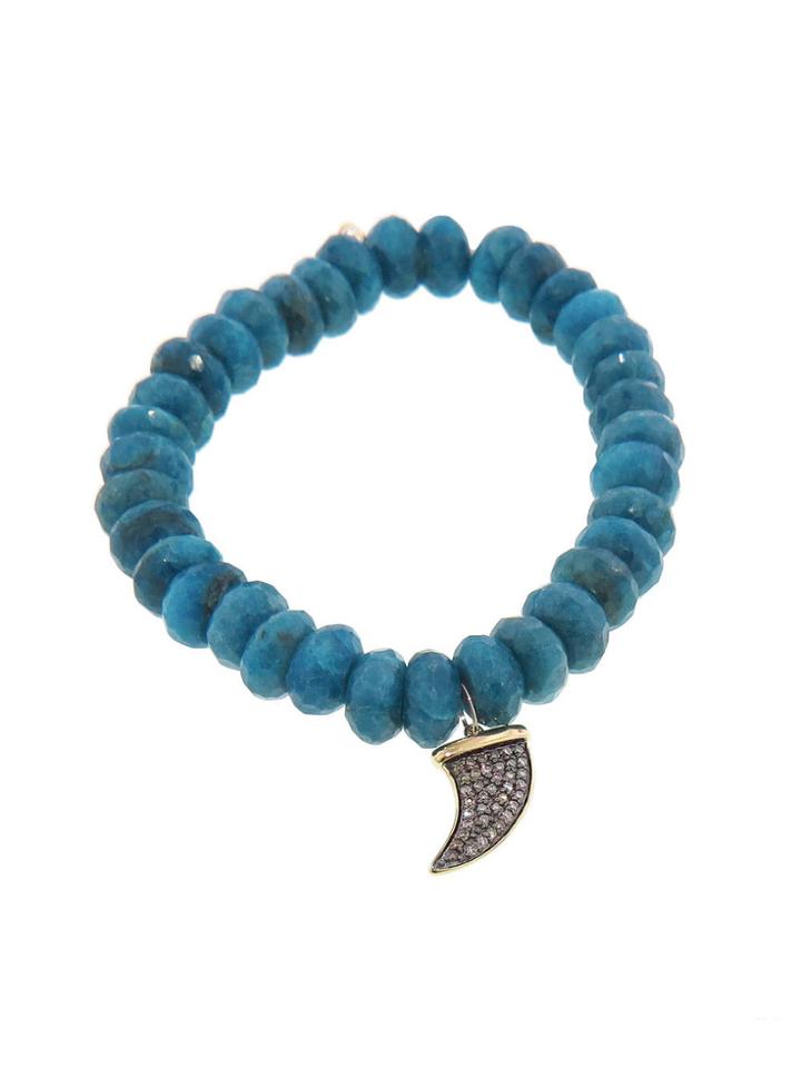 Sydney Evan Medium Diamond Horn On Chrysocolla - Yellow Gold