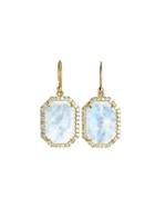 Irene Neuwirth Hexagonal Rose Cut Rainbow Moonstone Earrings With Pave Diamonds - Yellow Gold