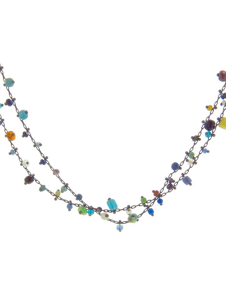 Ten Thousand Things Unique Multi-colored Ancient Bead And Oxidized Sterling Silver Necklace