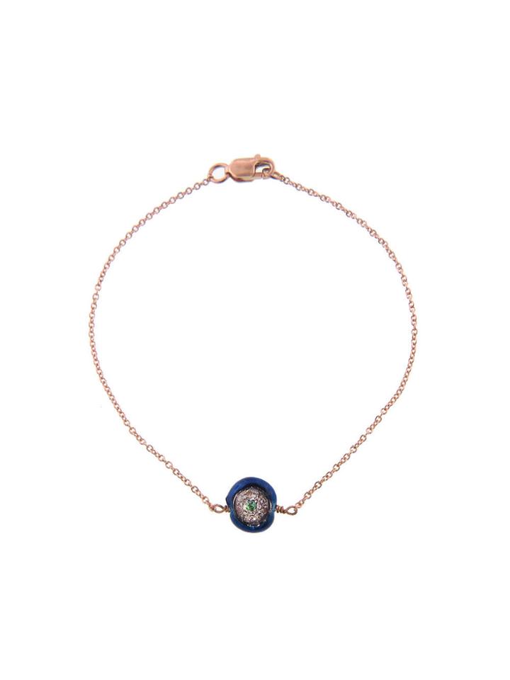Ylang 23 Blue Enamel Evil Eye Bracelet With Diamonds - Rose Gold