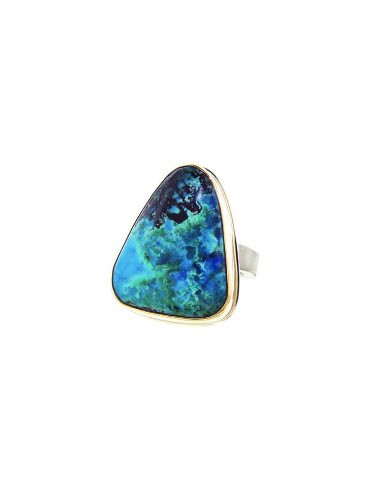 Jamie Joseph Azurite, Malachite, And Chrysocolla Asymmetrical Ring