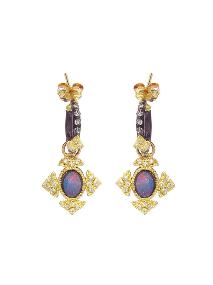 Armenta Petite Oval Cravalli Cross Earrings With Opals