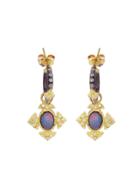 Armenta Petite Oval Cravalli Cross Earrings With Opals