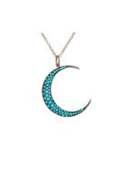 Andrea Fohrman Large Turquoise Luna Moon Pendant - Yellow Gold