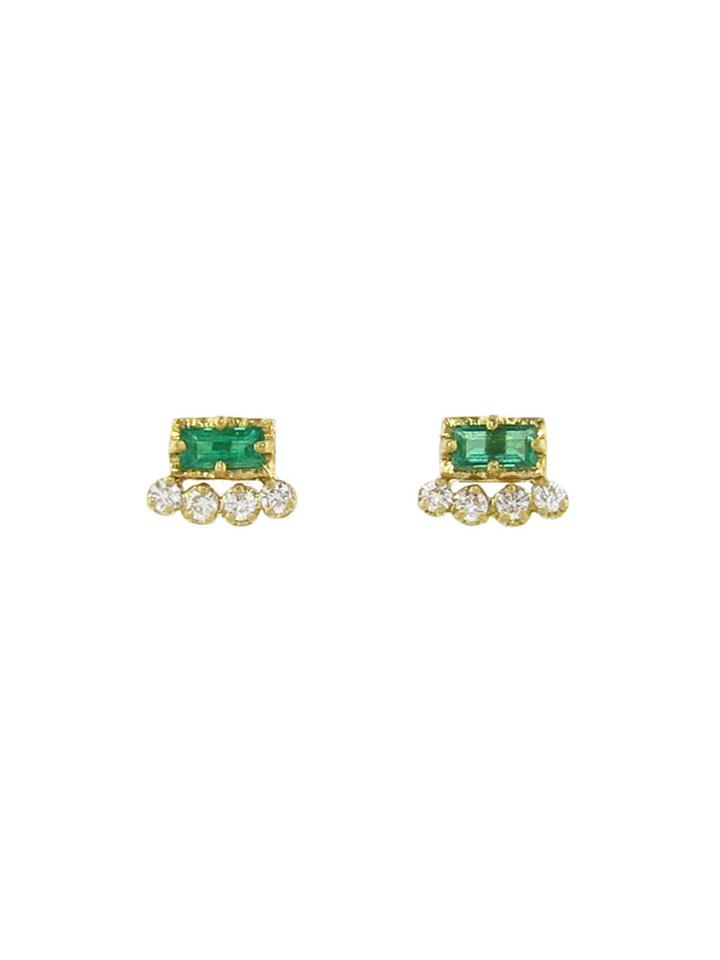 Yasuko Azuma Emerald Muguet Studs With Diamonds