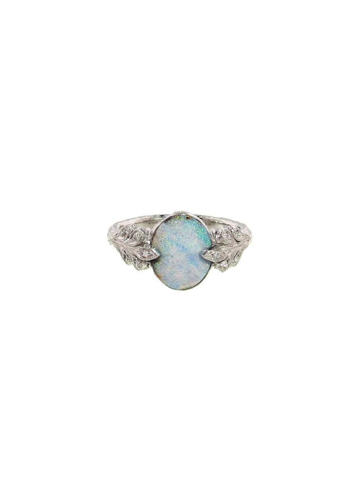 Cathy Waterman Boulder Opal Oak Leafside Ring