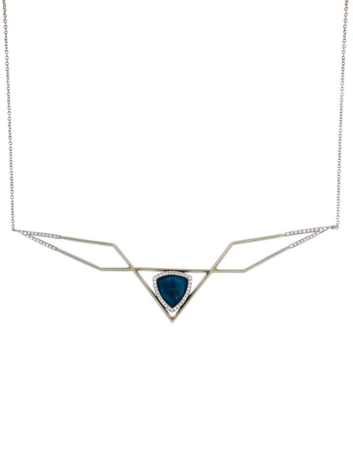 Monique Péan Cavansite Cage Necklace With Diamonds