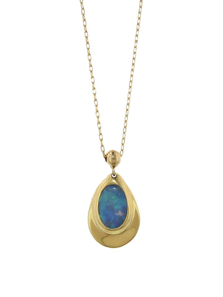 Ten Thousand Things Blue Opal Pendant - Yellow Gold
