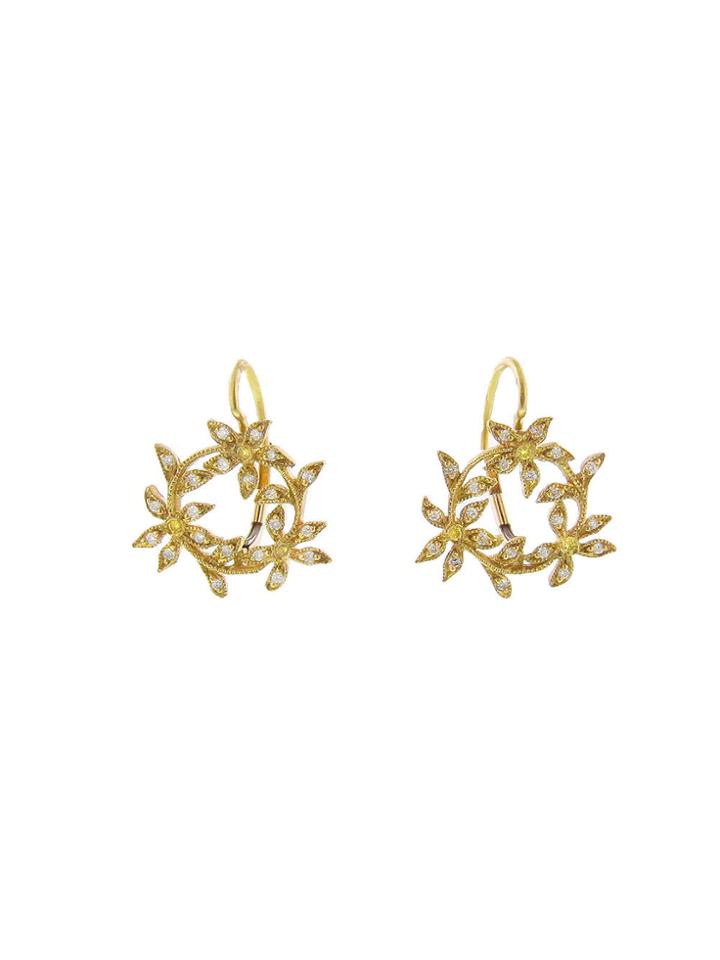 Cathy Waterman Circle Of Flowers Earrings With Diamonds