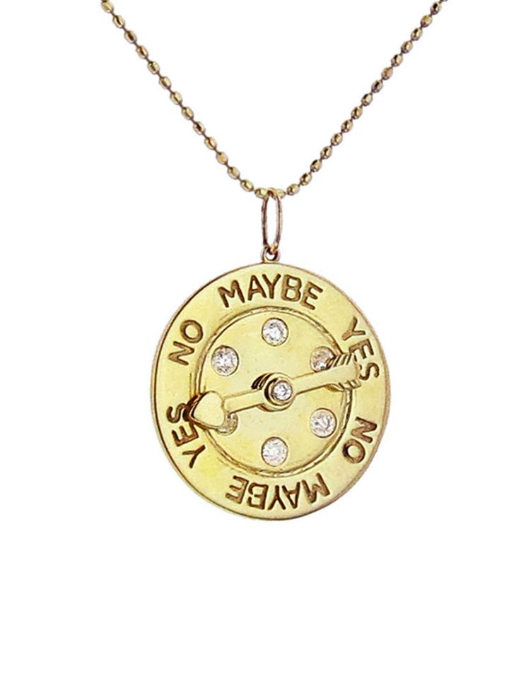 Sydney Evan Yes, No, Maybe Pendant Necklace In Yellow Gold With Diamonds