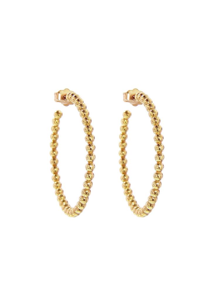Jennifer Meyer Medium Beaded Hoop Earrings - Yellow Gold