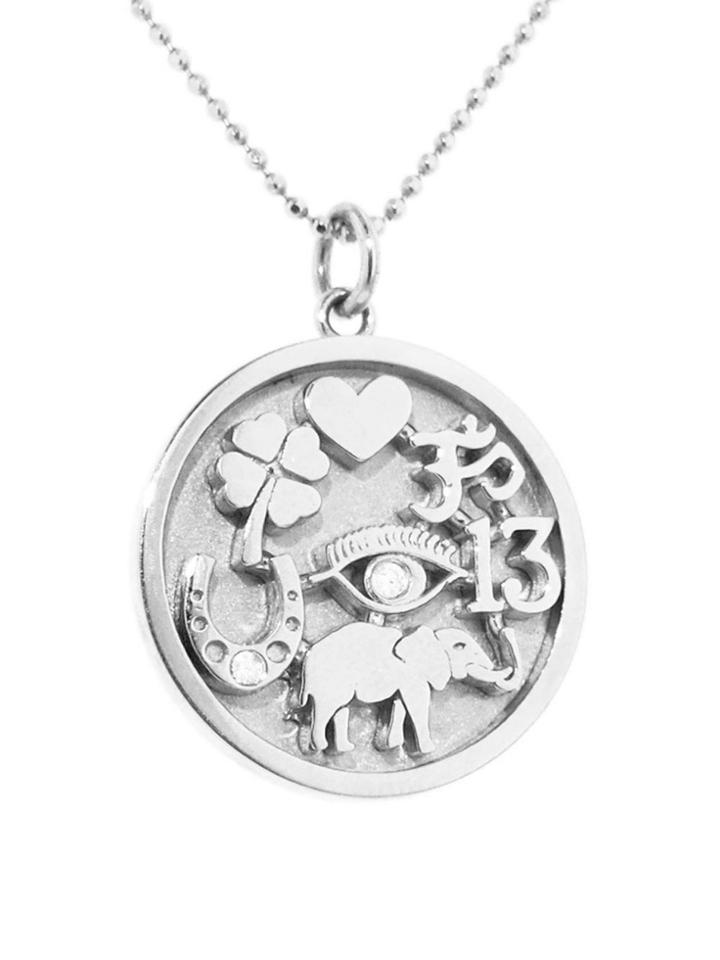 Jennifer Meyer White Gold Good Luck Charm Necklace