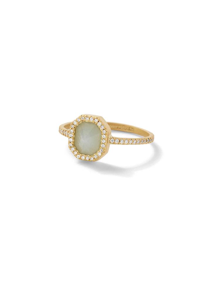 Monique Péan Grey Guatemalan Jade Ring With Diamonds - Yellow Gold
