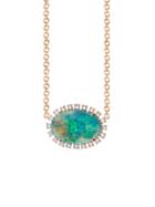 Irene Neuwirth Oval Lightning Ridge Opal Pendant With Rose Cut Diamonds - Rose Gold