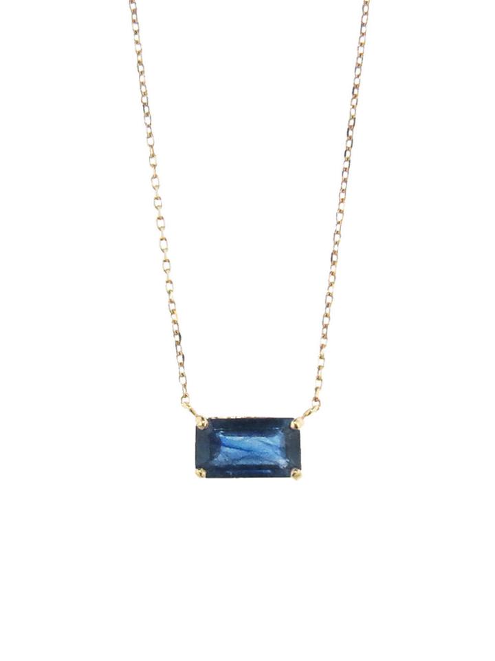 Jamie Joseph Small Rectangular Blue Sapphire Pendant Necklace
