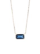 Jamie Joseph Small Rectangular Blue Sapphire Pendant Necklace