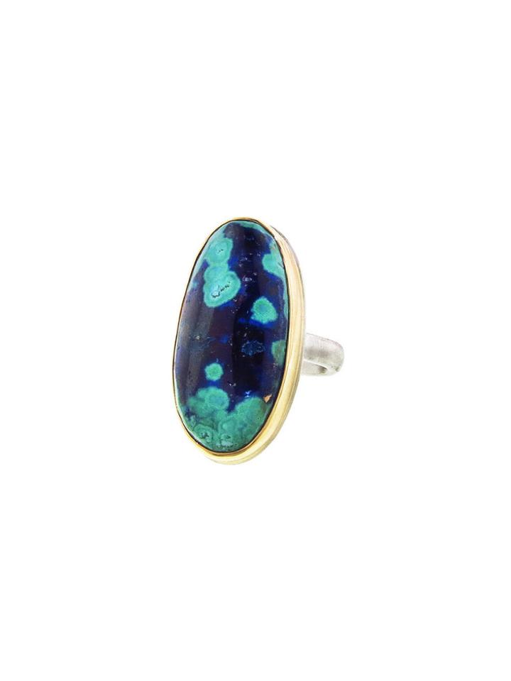 Jamie Joseph Vertical Oval Azurite, Malachite And Chrysocolla Ring