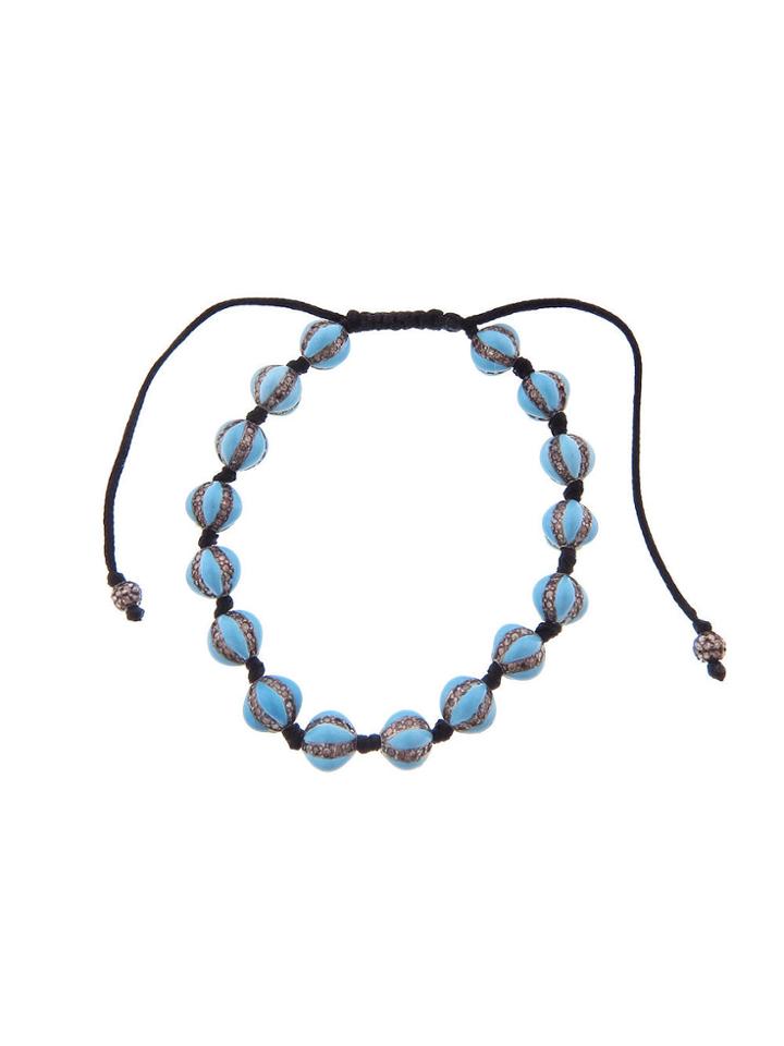 Ylang 23 Turquoise Enamel And Diamond Bead Bracelet