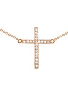 Jennifer Meyer Diamond Cross Necklace - Rose Gold