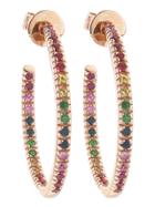 Sydney Evan Rose Gold Rainbow Sapphire Hoop Earrings