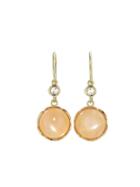 Irene Neuwirth Small Cabochon Peach Moonstone Earrings - Yellow Gold