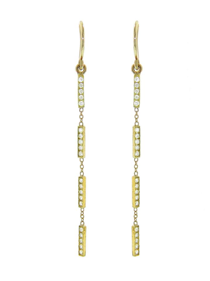 Jennifer Meyer Diamond Bar Drop Earrings - Yellow Gold