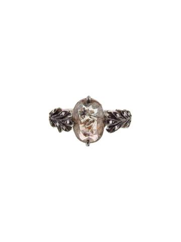 Cathy Waterman Blush Rustic Diamond Leaf Ring - Platinum