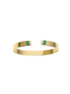 Jemma Wynne Small Open Cuff With Bezel Set Emeralds