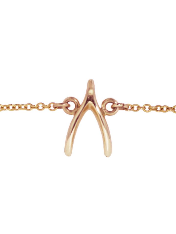 Jennifer Meyer Rose Gold Wishbone Chain Bracelet