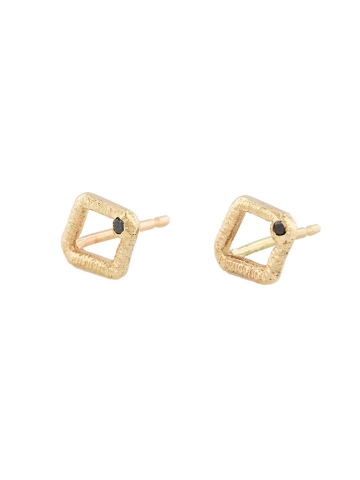 Ariko Open Square Studs - Yellow Gold