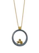 Todd Reed Oxidized Circle Pendant With Raw Diamonds
