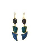 Heather Benjamin Obsidian, Peruvian Opal And Druzy Drop Earrings