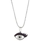 Sydney Evan Small Eyelash Evil Eye Necklace - White Gold