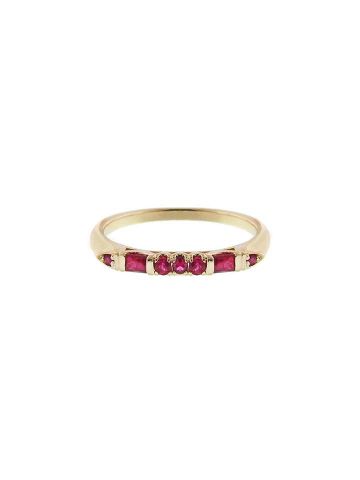 Lori Mclean Baguette And Brilliant Cut Ruby Stacking Ring
