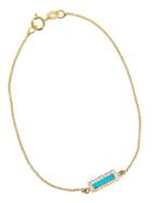 Jennifer Meyer Short Turquoise Inlay Bar Bracelet With Diamonds - Yellow Gold