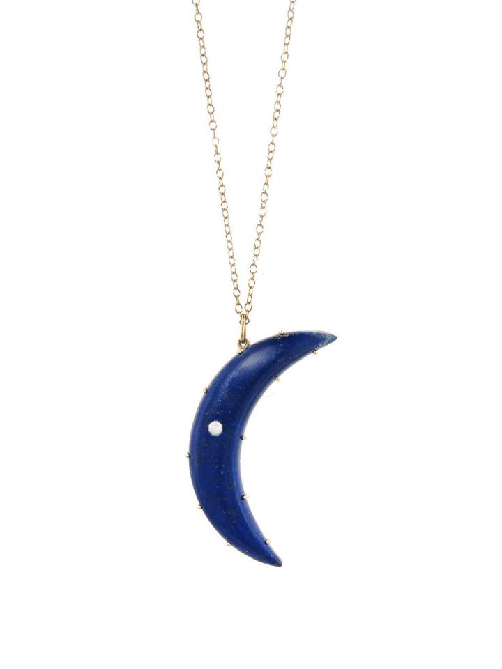 Andrea Fohrman Lapis And Diamond Crescent Pendant