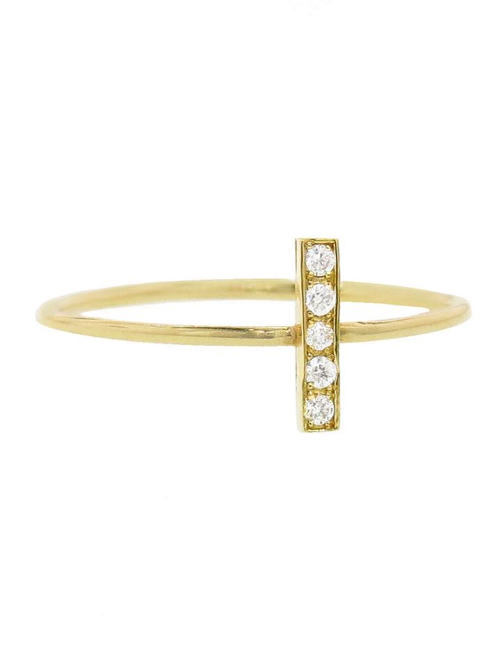 Jennifer Meyer Yellow Gold Diamond Bar Stacking Ring