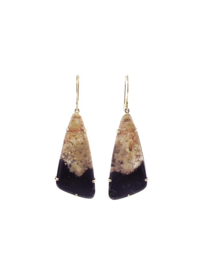 Jamie Joseph Asymmetrical Fossilized Palmwood Earrings
