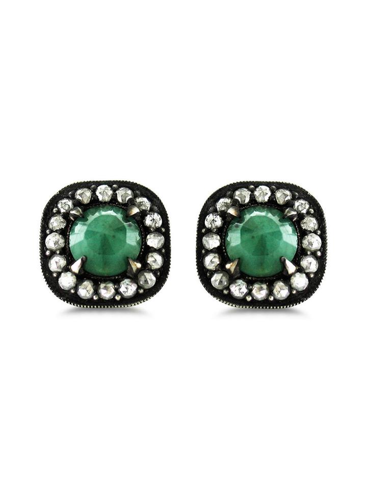 Ila Emerald Calvin Earrings With Diamond Accents
