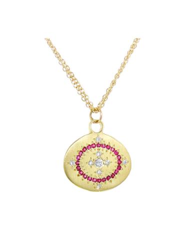 Adel Chefridi Diamond And Pink Sapphire Heaven On Earth Pendant - Yellow Gold