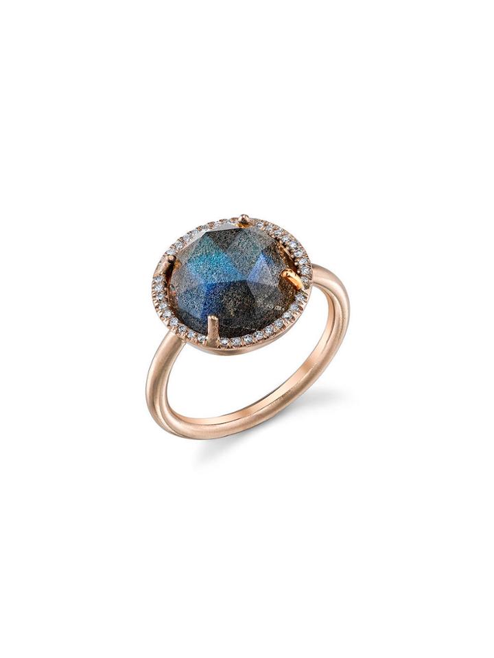 Irene Neuwirth Rose Cut Labradorite Ring With Diamonds - Rose Gold