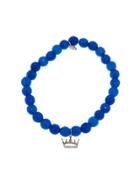 Sydney Evan Cut Out Crown On Dark Blue Agate - Yellow Gold