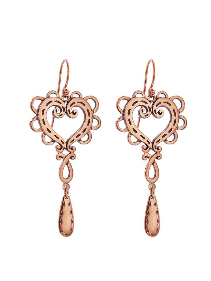 Laurent Gandini Handmade Padlock Heart Earrings In Rose Gold