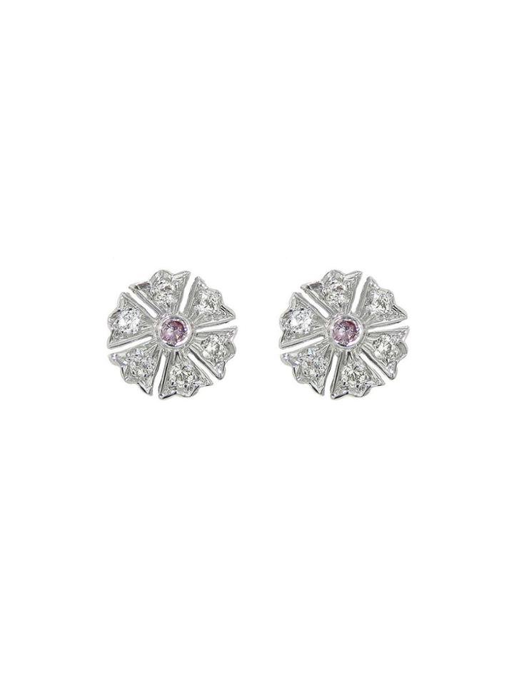 Sethi Couture Diamond Flowers - White Gold Earrings