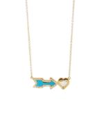 Jennifer Meyer Turquoise Arrow And Diamond Heart Necklace