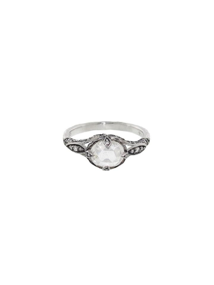 Cathy Waterman White Moghul Diamond Petal Side Ring - Platinum