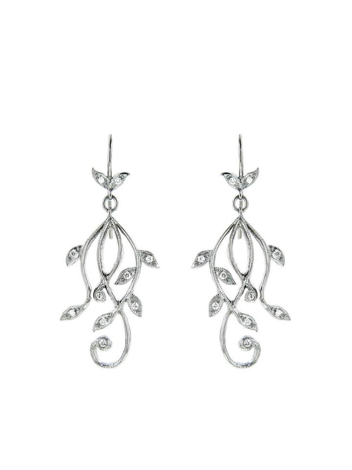 Cathy Waterman Falling Vine Earrings - Platinum